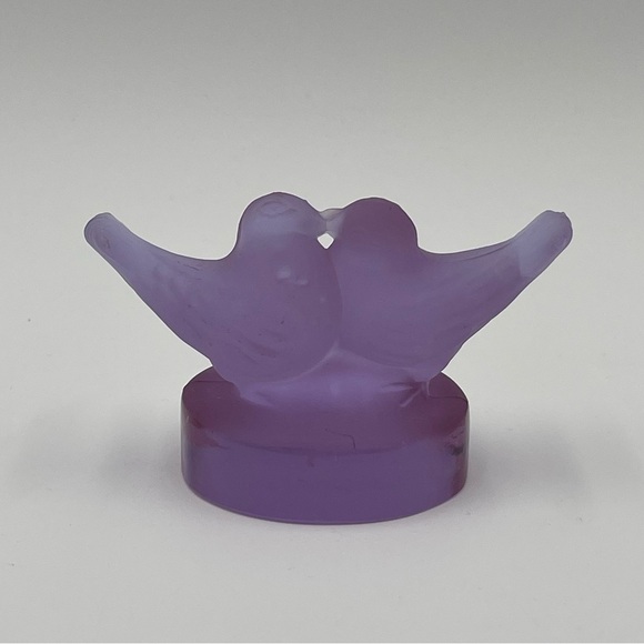 Vintage Murano Lovebirds 70s Frosted Glass Cesare Toso Purple Lavender - Picture 1 of 6